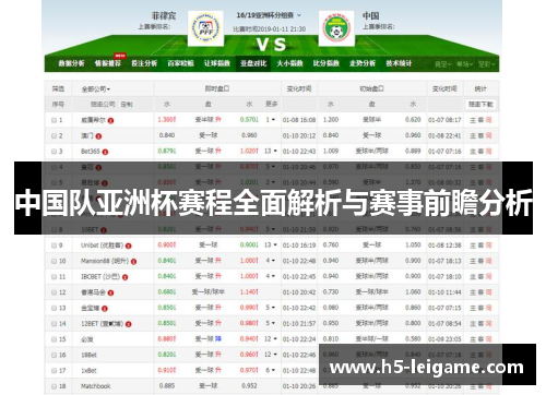 中国队亚洲杯赛程全面解析与赛事前瞻分析